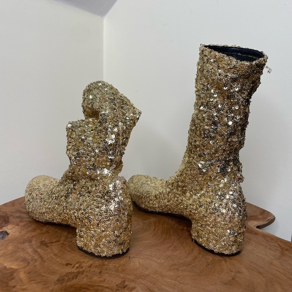 Dolce and Gabanna gold sequin sock booties 7.5 - Picture 8 of 14